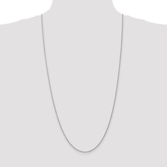 1.5mm, 14k White Gold, Handmade D/C Solid Rope Chain Necklace, 30 Inch